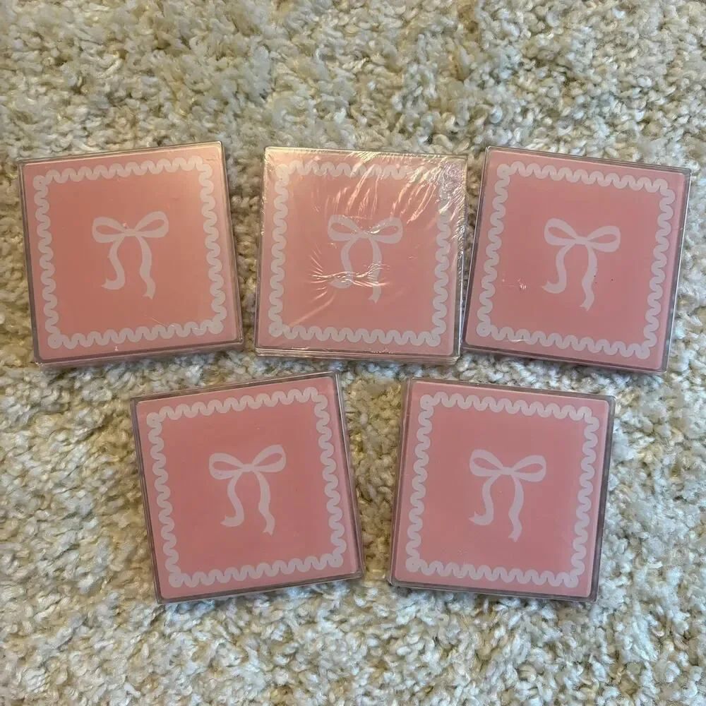 Pink Bow Coasters - 5 Packs